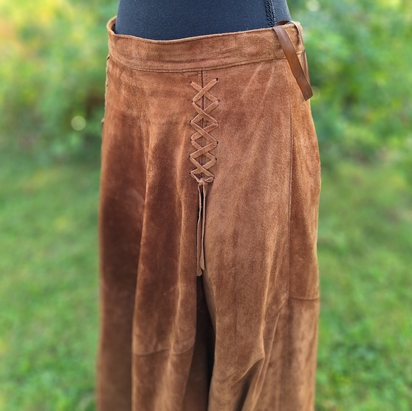 (10) Vintage Suede Leather Pleated Maxi Skirt, The Olde Hide House - Picture 8 of 16